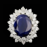 14k Gold 13.00ct Sapphire 3.00ct Diamond Ring