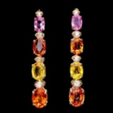 14k Gold 8ct Sapphire 0.40ct Diamond Earrings