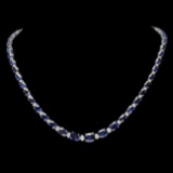 14k Gold 37.00ct Sapphire 1.60ct Diamond Necklace