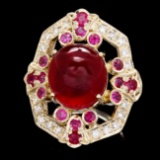 14k Yellow Gold 13ct Ruby 0.50ct Diamond Ring