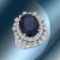 14K Gold 7.11cts Sapphire & 1.39cts Diamond Ring