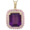 14K Gold 25.44ct Amethyst 2.03ct Sapphire 1.51ct Diamond Pendant