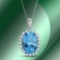 14K Gold 20.80cts Blue Topaz & 1.42cts Diamond Pendant