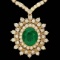 18k Gold 3.75ct Emerald 10.95ct Diamond Necklace