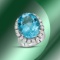 14K Gold 20.11cts Blue Topaz & 1.41cts Diamond Ring