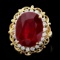 14k Yellow Gold 16.00ct Ruby 0.80ct Diamond Ring