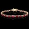 14k Gold 17.00ct Ruby 0.75ct Diamond Bracelet