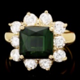 14k Gold 4ct Tourmaline 1.80ct Diamond Ring