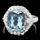 14k Gold 5.00ct Aquamarine 1.00ct Diamond Ring