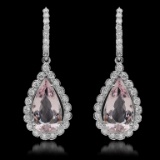 14K Gold 9.40ct Morganite & 1.65ct Diamond Earrings