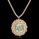 14K Rose Gold, 16.50cts Aquamarine, 11.80cts Diamond Necklace