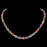 14k Gold 57.00ct Sapphire 2.50ct Diamond Necklace