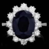 14k Gold 6.00ct Sapphire 1.35ct Diamond Ring