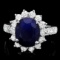 14k Gold 4.80ct Sapphire 1.10ct Diamond Ring