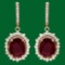 14k Gold 18.88ct Ruby 2.65ct Diamond Earrings