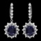 14k Gold 8.00ct Sapphire 1.80ct Diamond Earrings