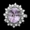 14k White Gold 4.50ct Kunzite 0.55ct Diamond Ring