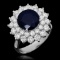 14K Gold 3.43ct Sapphire 1.91ct Diamond Ring