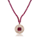 14K Rose Gold, 10.95cts Ruby & 1.27cts Diamond Necklace