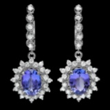 14k Gold 5ct Tanzanite 1.60ct Diamond Earrings