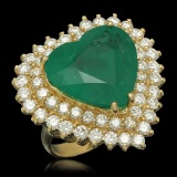 14K Gold 11.09ct Emerald 2.83ct Diamond Ring