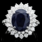 14k Gold 4.00ct Sapphire 1.65ct Diamond Ring
