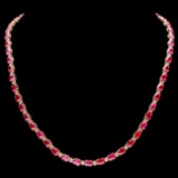 14k Gold 25.00ct Ruby 1.20ct Diamond Necklace