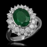 14K Gold 2.08ct Emerald 1.59ct Diamond Ring