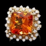 14k Gold 10.00ct Citrine 1.00ct Diamond Ring