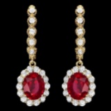 14k Gold 5.00ct Ruby 1.30ct Diamond Earrings