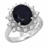 14K Gold 4.35ct Sapphire 0.48ct Diamond Ring
