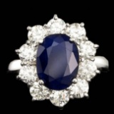 14k Gold 3.00ct Sapphire 2.10ct Diamond Ring
