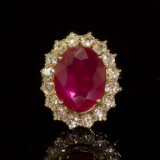 14k Gold 7.27ct Ruby 1.70ct Diamond Ring