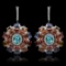 14K White Gold with 3.15cts. Apatite, 26.82cts. Sapphire & 4.87cts.Diamond Earrings