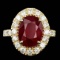 14k Yellow Gold 7.50ct Ruby 1.70ct Diamond Ring