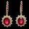 14k Gold 14.4ct Ruby 1.20ct Diamond Earrings