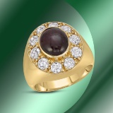 14K Gold 7.57cts Star Ruby & 2.25cts Diamond Ring