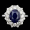 14k Gold 3.00ct Sapphire 1.40ct Diamond Ring