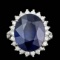14k Gold 17.00ct Sapphire 1.25ct Diamond Ring