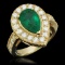 14K Gold 2.21ct Emerald 1.20ct Diamond Ring