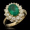 14K Gold 2.77ct Emerald & 1.37ct Diamond Ring