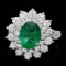 14k White Gold 1.60ct Emerald 1.45ct Diamond Ring
