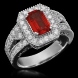 14K Gold 1.67ct Orange Sapphire 1.00ct Diamond Ring