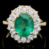 14k Gold 3.50ct Emerald 1.60ct Diamond Ring