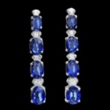 14k Gold 7ct Sapphire 0.33ct Diamond Earrings