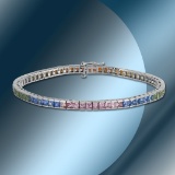 14K Gold 8.80cts Multi-color Sapphire Bracelet