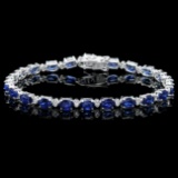 14k Gold 12.00ct Sapphire 0.55ct Diamond Bracelet