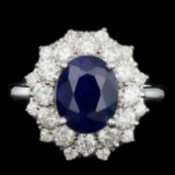 14k Gold 3.00ct Sapphire 1.40ct Diamond Ring