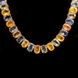 14K Gold 77.38ct Multi-Color Sapphire Necklace
