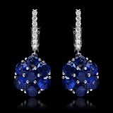 14k White Gold 5.64ct Sapphire 0.58ct Diamond Earrings